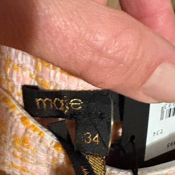 Maje ‘Jilandra’ tweed lined mini skirt in pastel orange w/gold buttons NWT - Picture 15 of 15